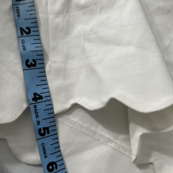 Ann Taylor Shorts Womens 14 White Scalloped High Rise Tie Tapered Leg Minimalist - Picture 7 of 10